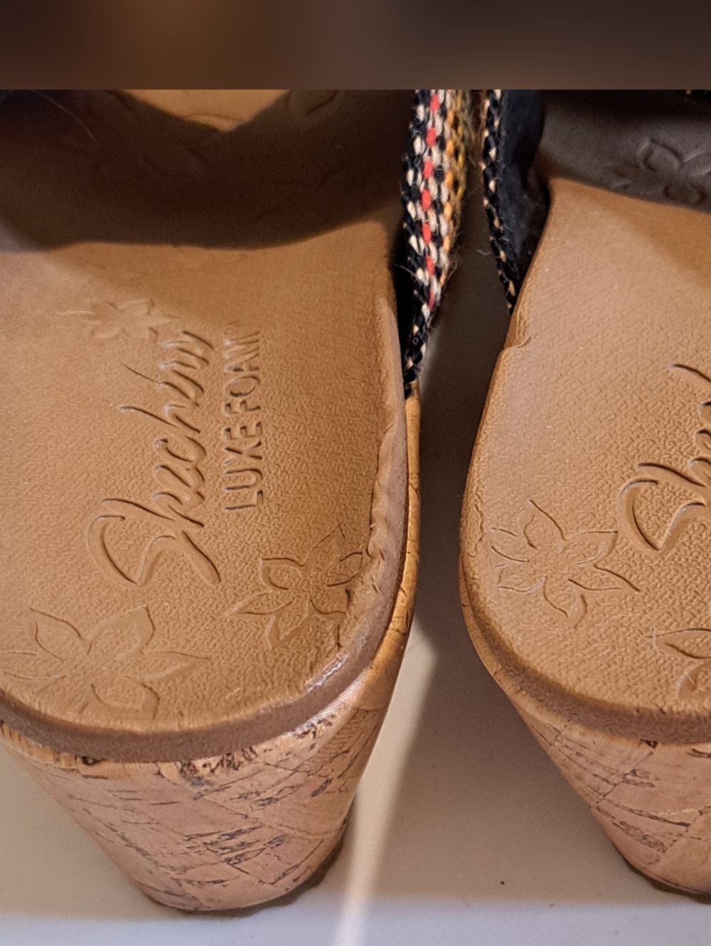 Skechers Cork Wedge Multi Color Strap, Size 8 Height 2.5 inches - Picture 5 of 10